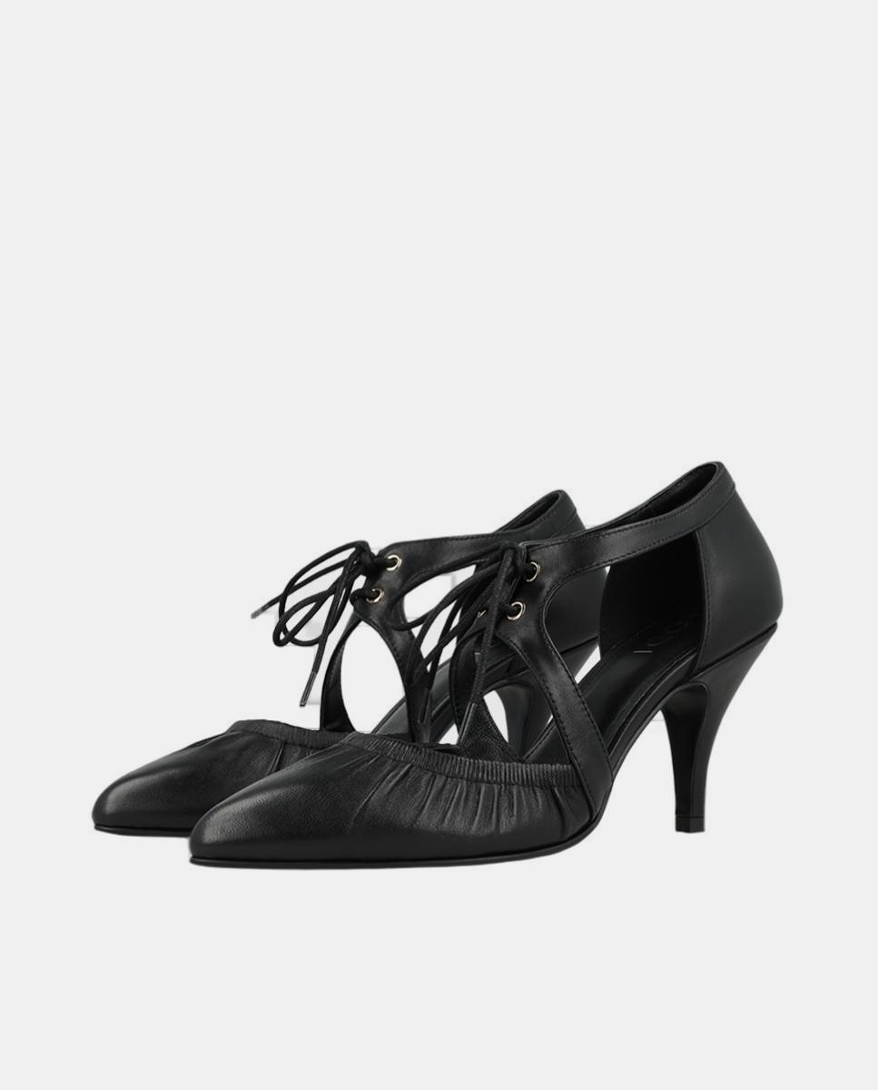 Sapatos em Pele com Atacadores - Preto Preto-2