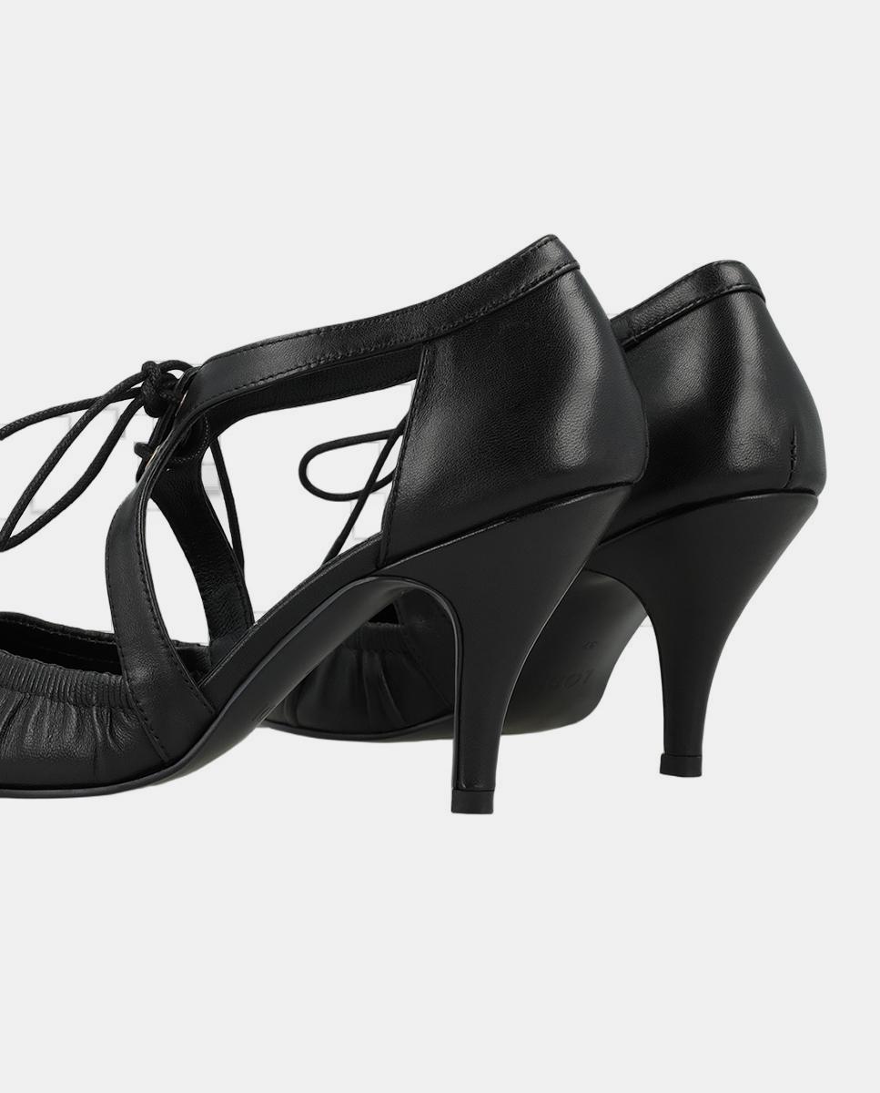 Sapatos em Pele com Atacadores - Preto Preto-3