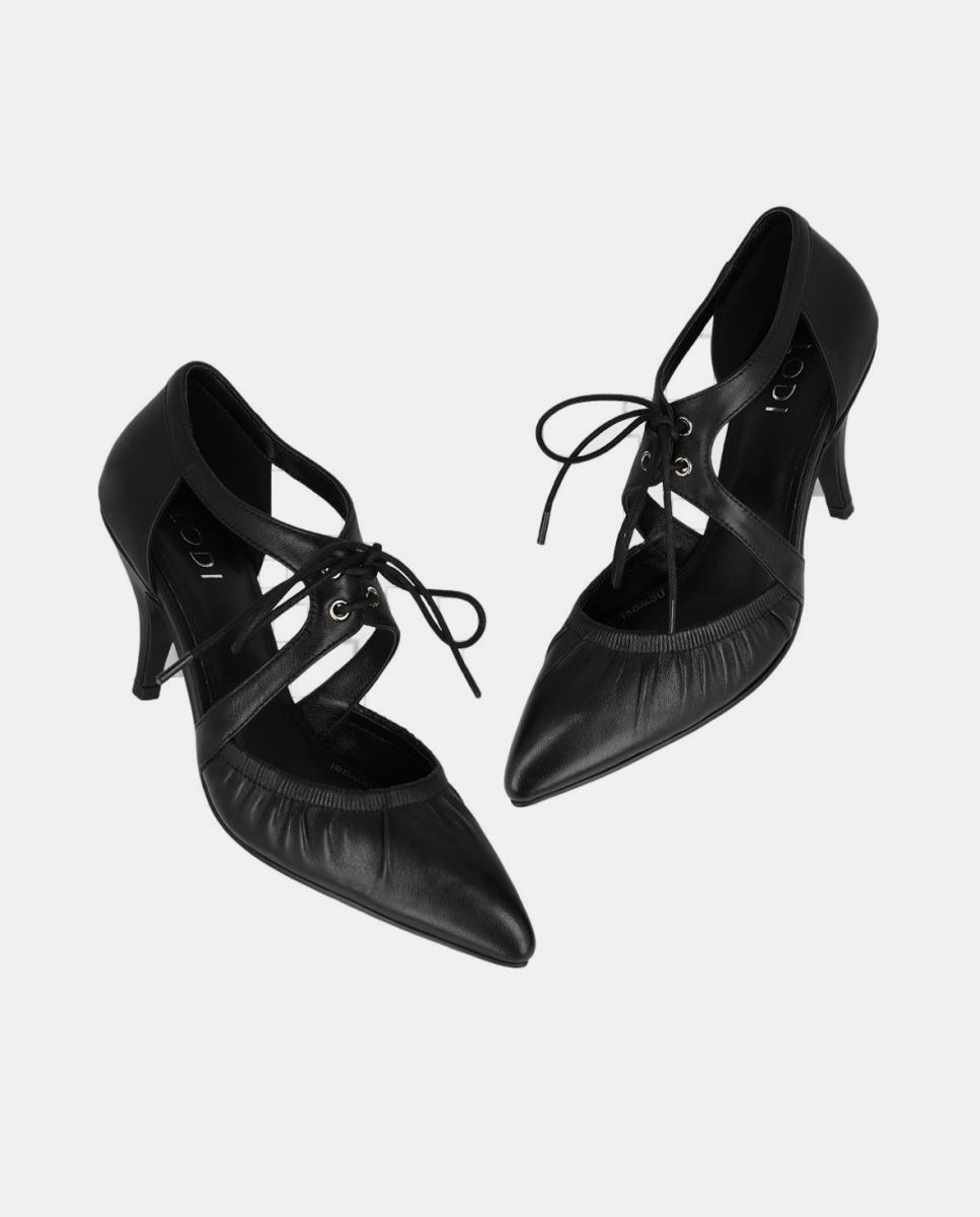 Sapatos em Pele com Atacadores - Preto Preto-4