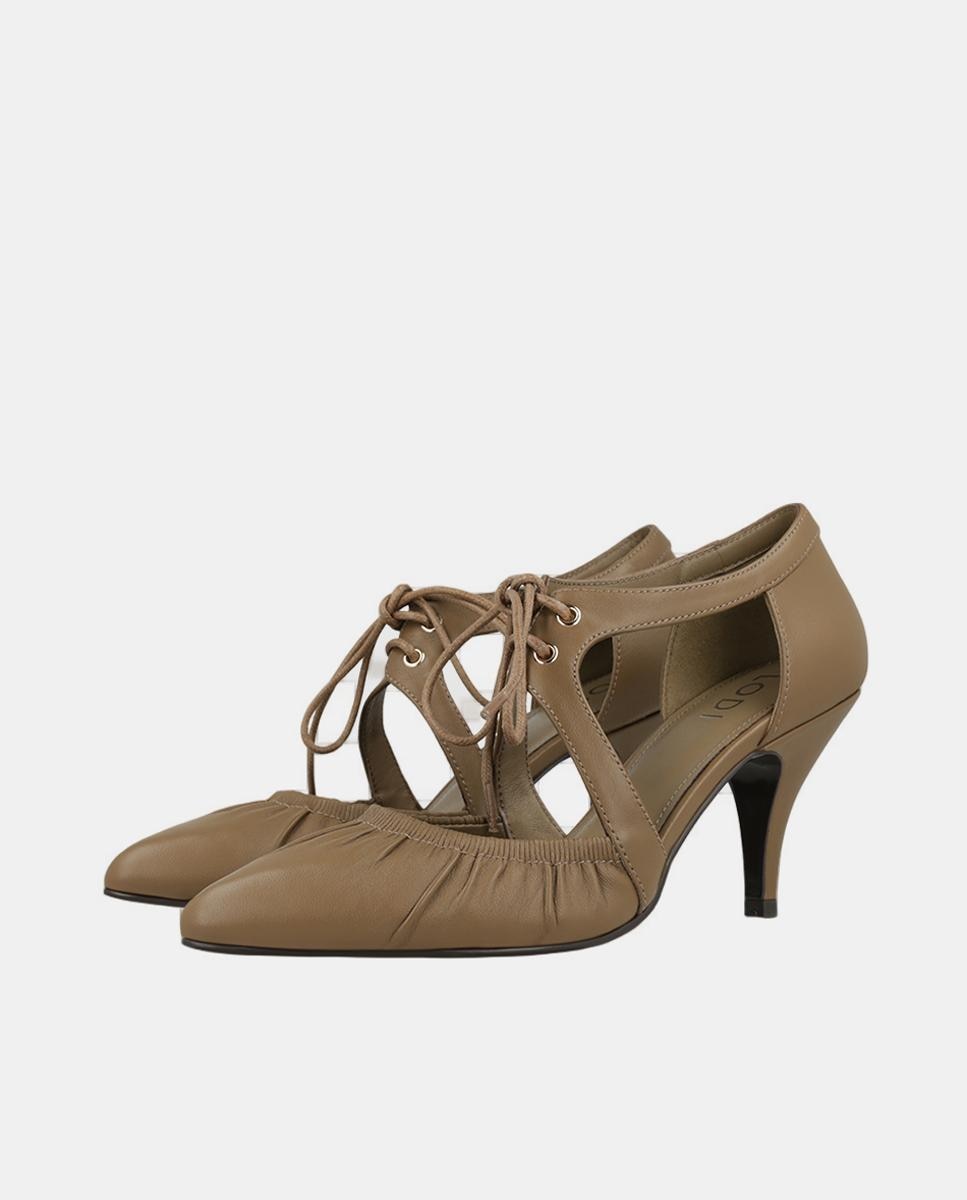 Zapatos de mujer en piel con cordon en color vison. - Lodi - Marrón Marrón-2