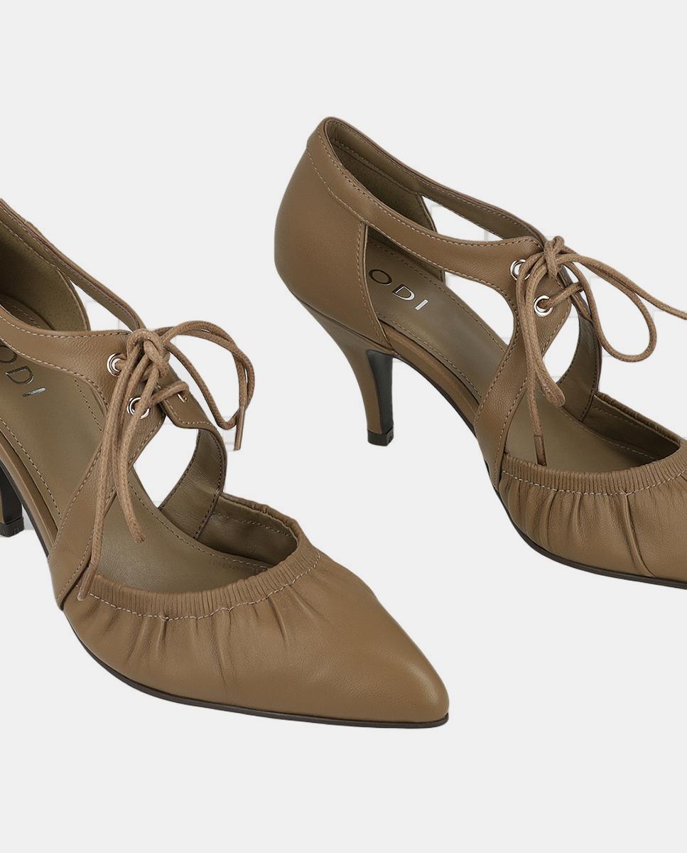 Zapatos de mujer en piel con cordon en color vison. - Lodi - Marrón Marrón-4