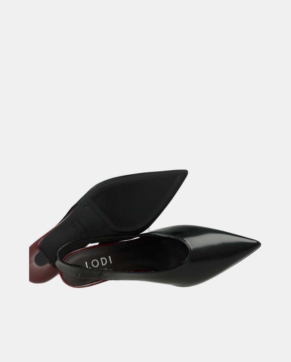 Sapatos de Salto Tipo Mules em Tecido e Pele – Preto Preto-4