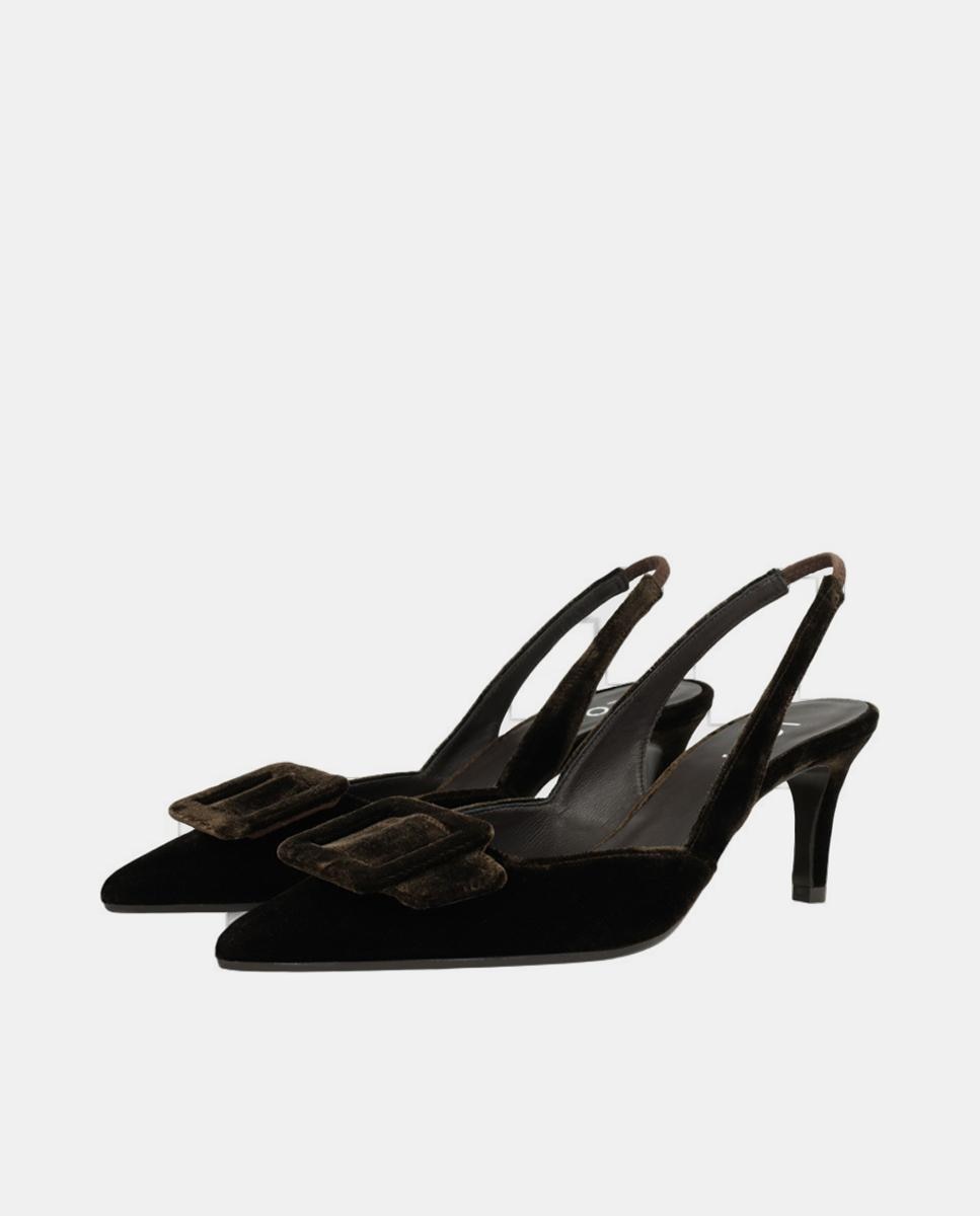 Mules de mujer en terciopelo con adorno - Lodi - Marrón Marrón-2
