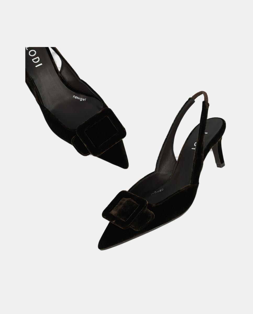 Mules de mujer en terciopelo con adorno - Lodi - Marrón Marrón-4