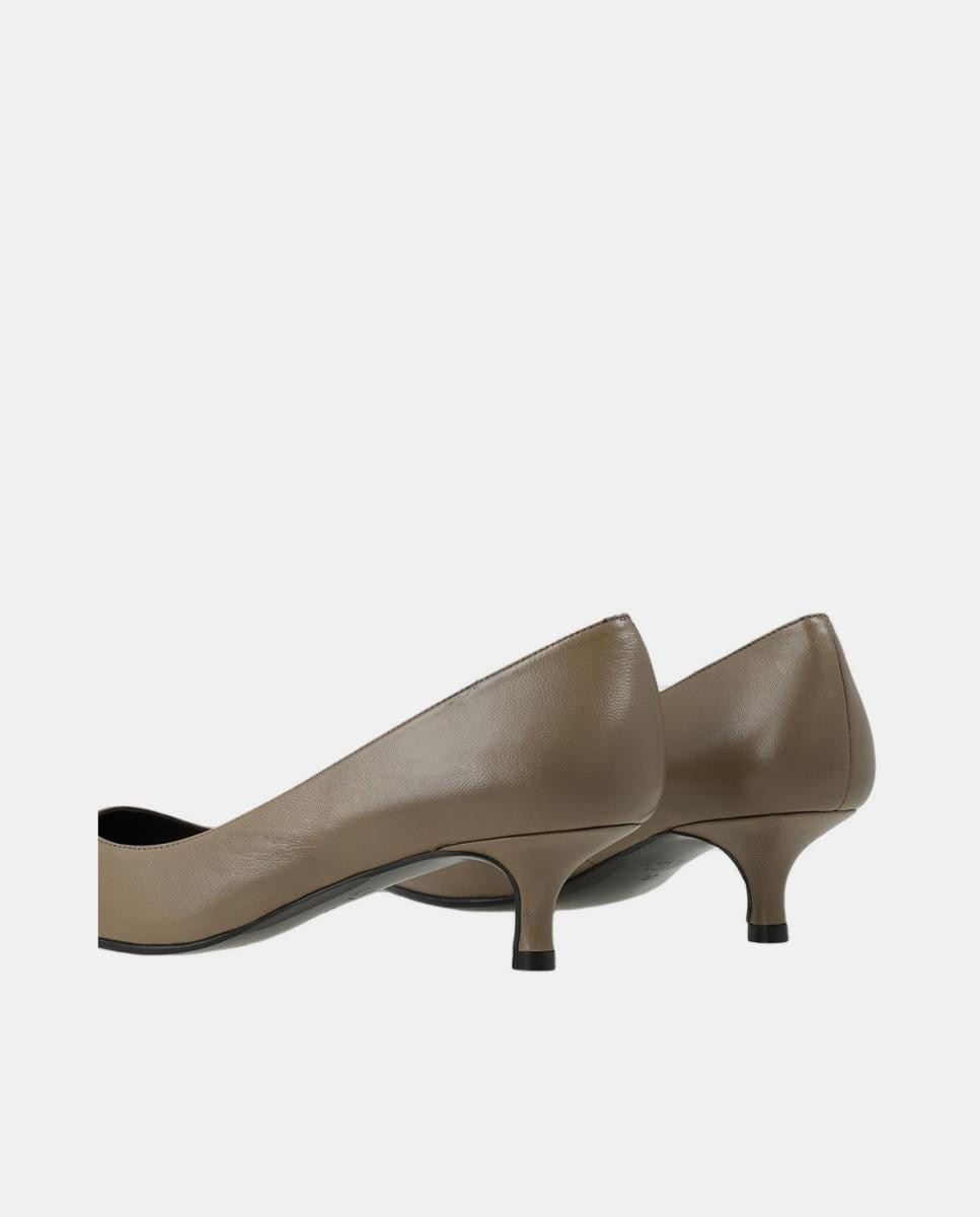 Sapatos de Salto em Pele – Cor de Vison Castanho-3