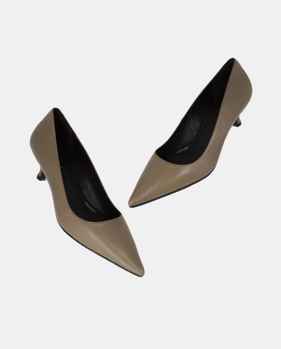 Sapatos de Salto em Pele – Cor de Vison Castanho-4