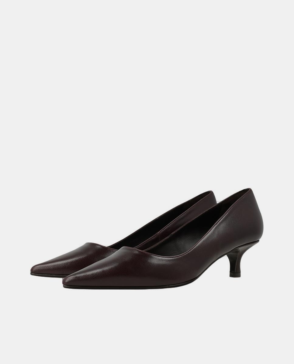Sapatos de Salto em Pele – Bordeaux Vermelho-escuro-2