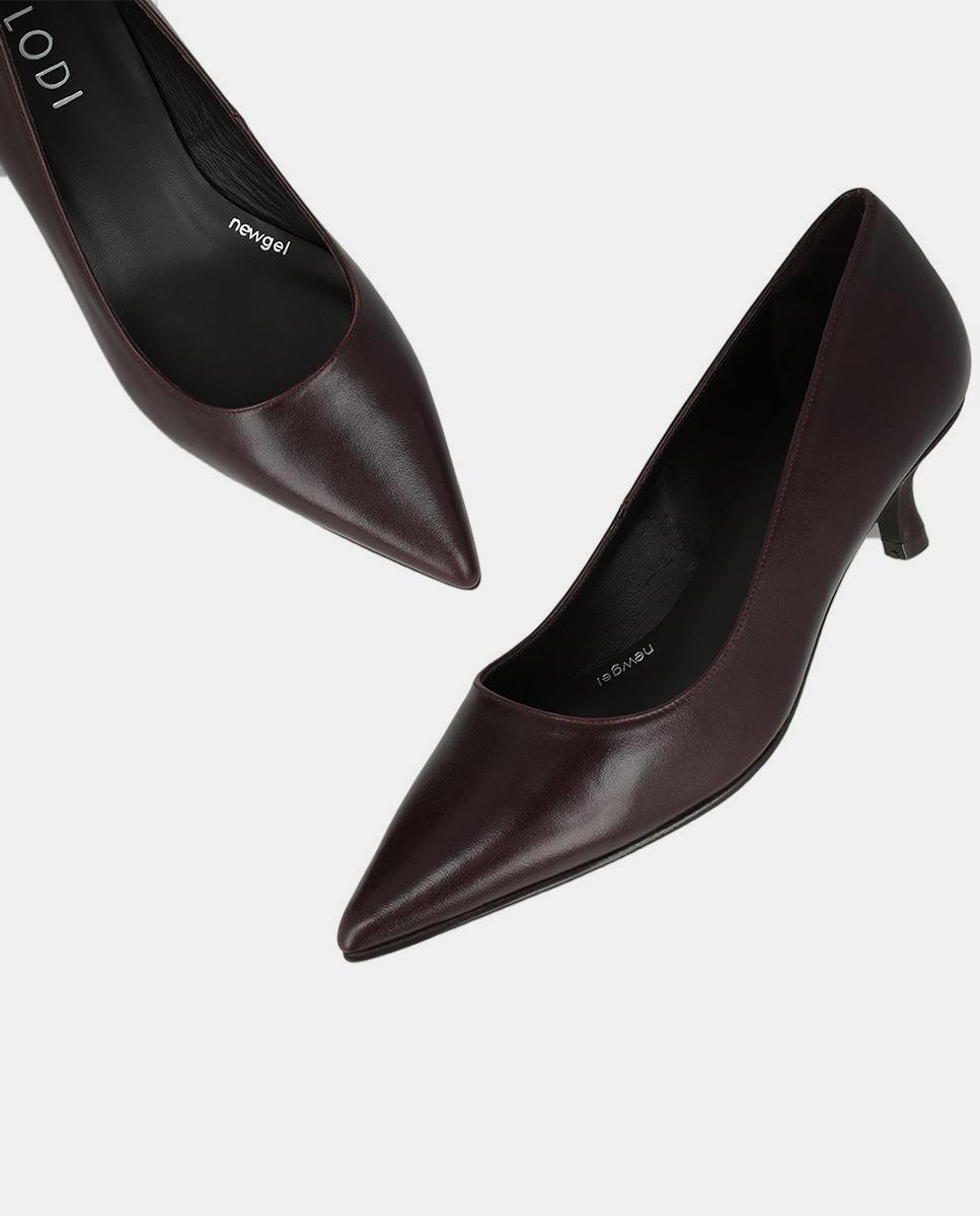 Sapatos de Salto em Pele – Bordeaux Vermelho-escuro-4