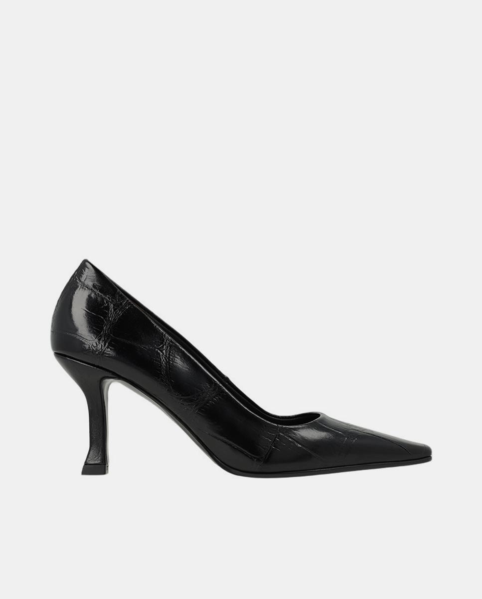Imagem 0 de Sapatos de Salto em Pele Gravada – Preto