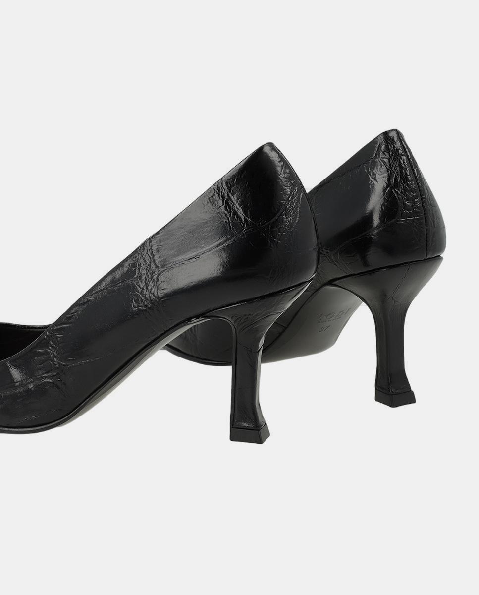 Sapatos de Salto em Pele Gravada – Preto Preto-3