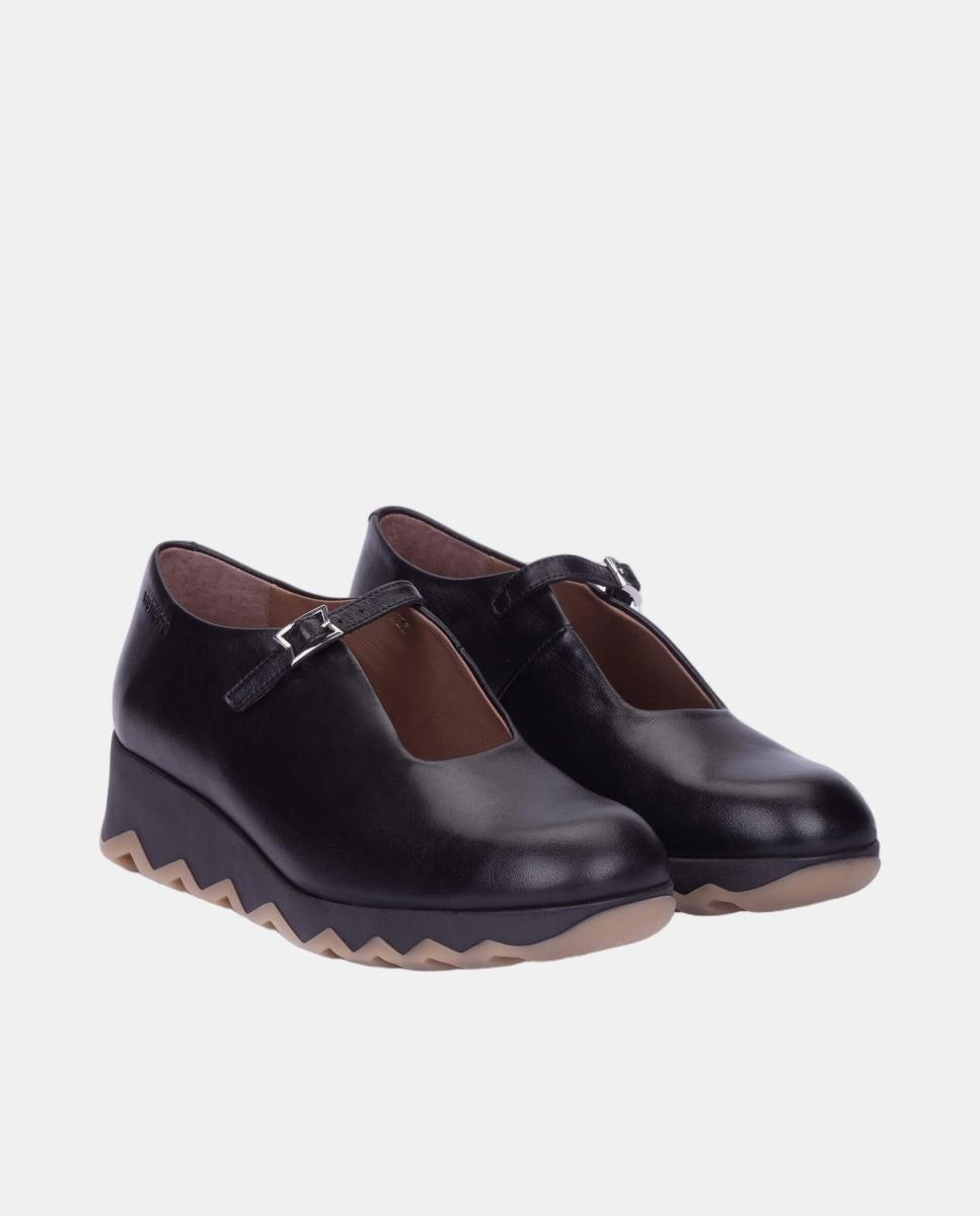 Sapatos de Presilha com Cunha Preto-2