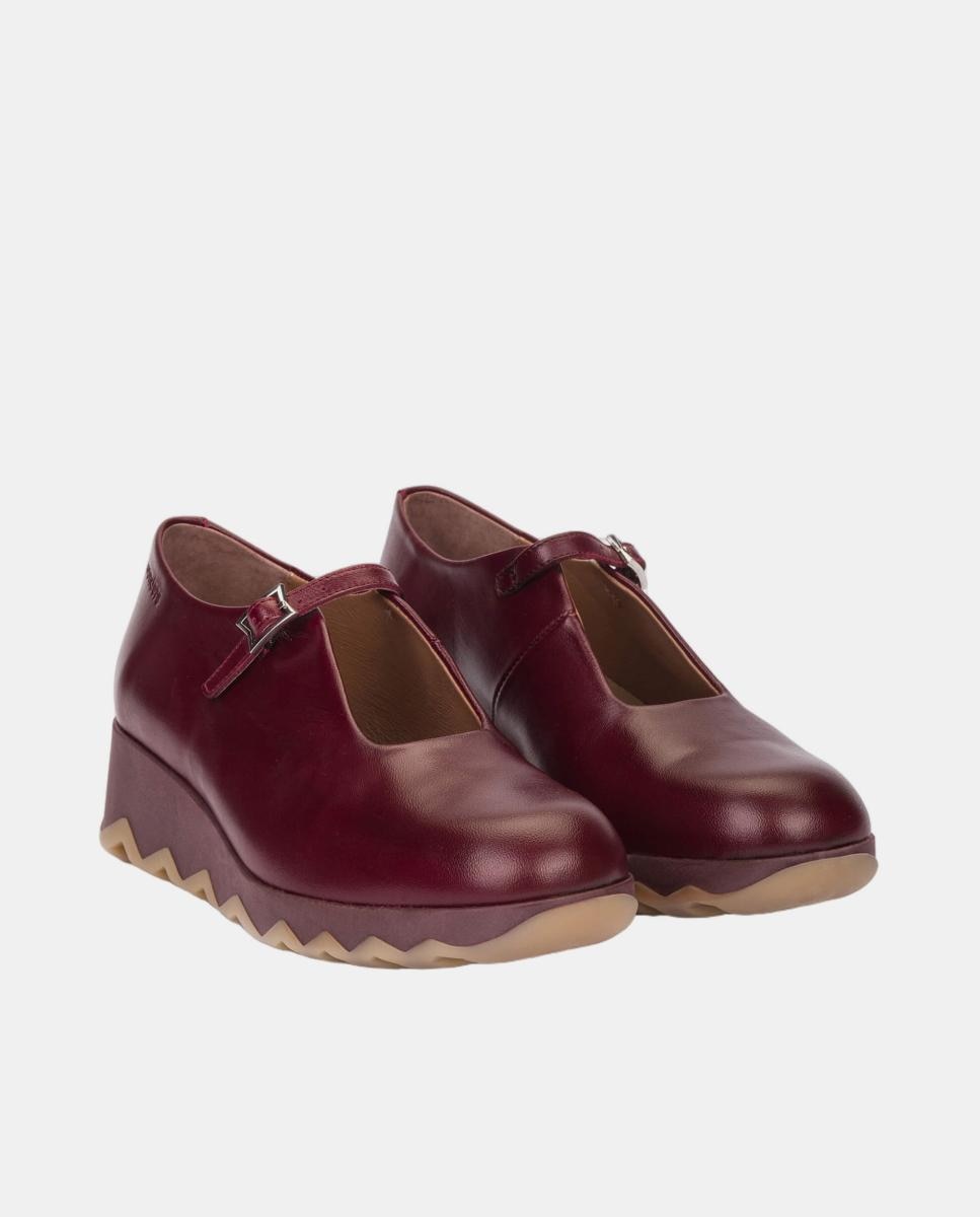 Sapatos de Presilha com Cunha Vermelho-2
