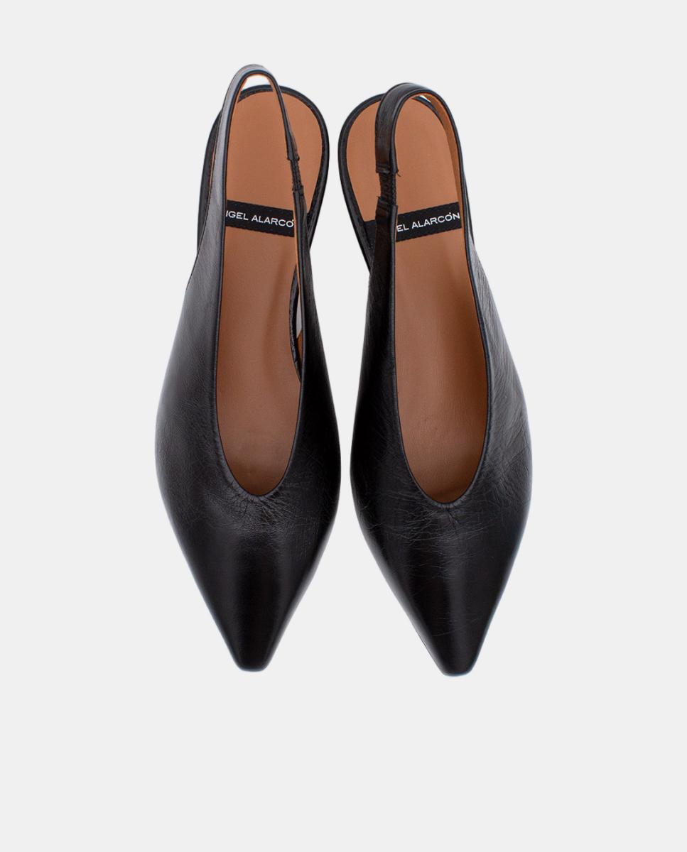 Sapatos de Salto Tipo Mules com Cunha e Pele Preto-5