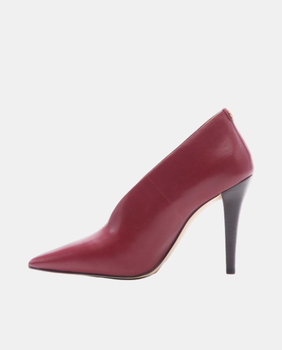 Sapatos de Salto Abotinados Tonya em Pele com Biqueira Pontiaguda Vermelho-cereja-3
