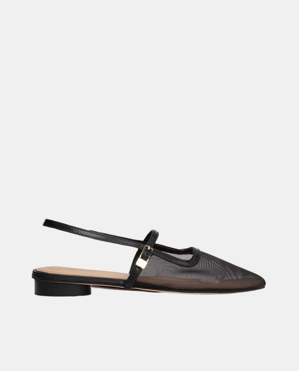 Sapatos Rasos Tipo Mules com Logótipo Preto-1