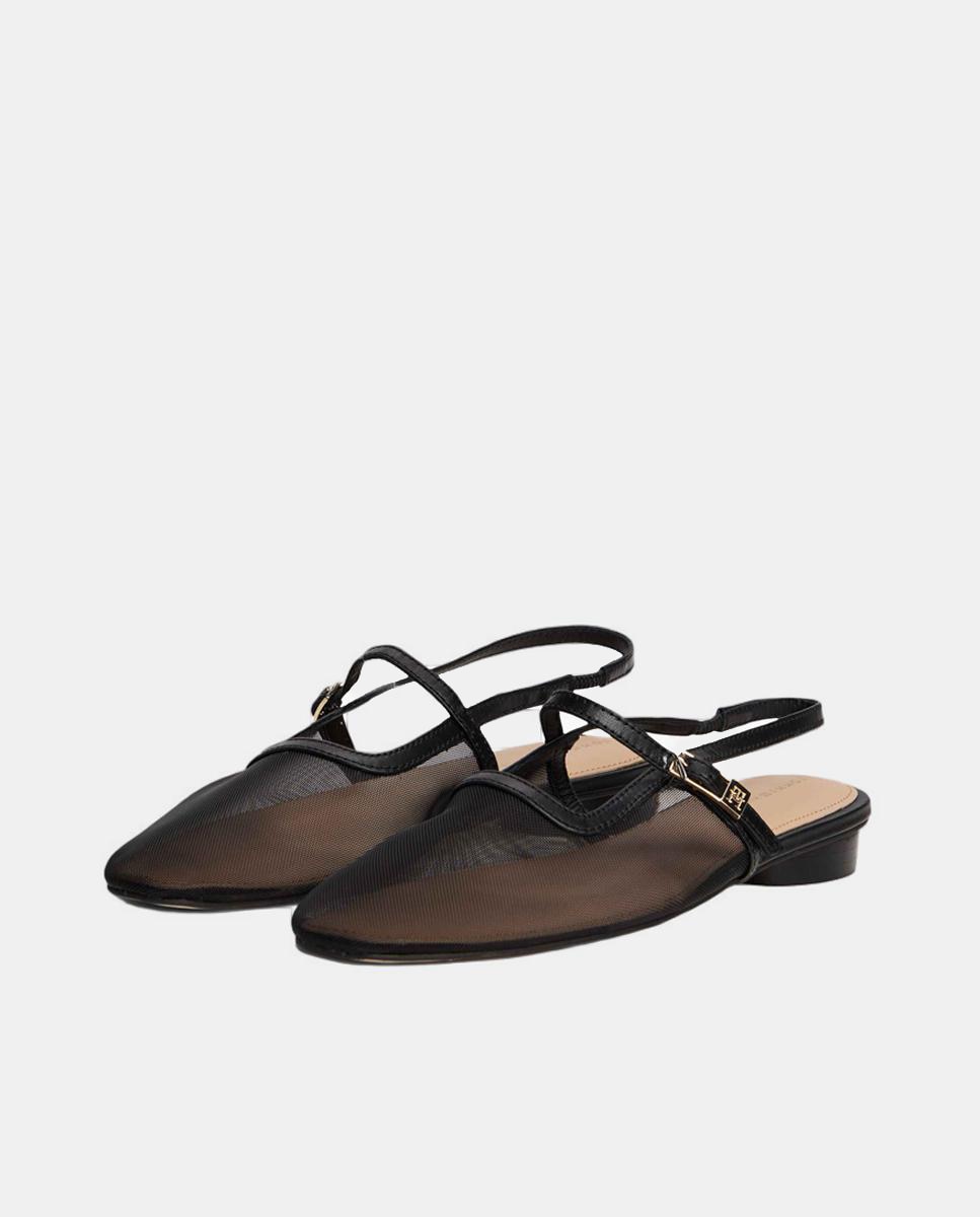 Sapatos Rasos Tipo Mules com Logótipo Preto-2