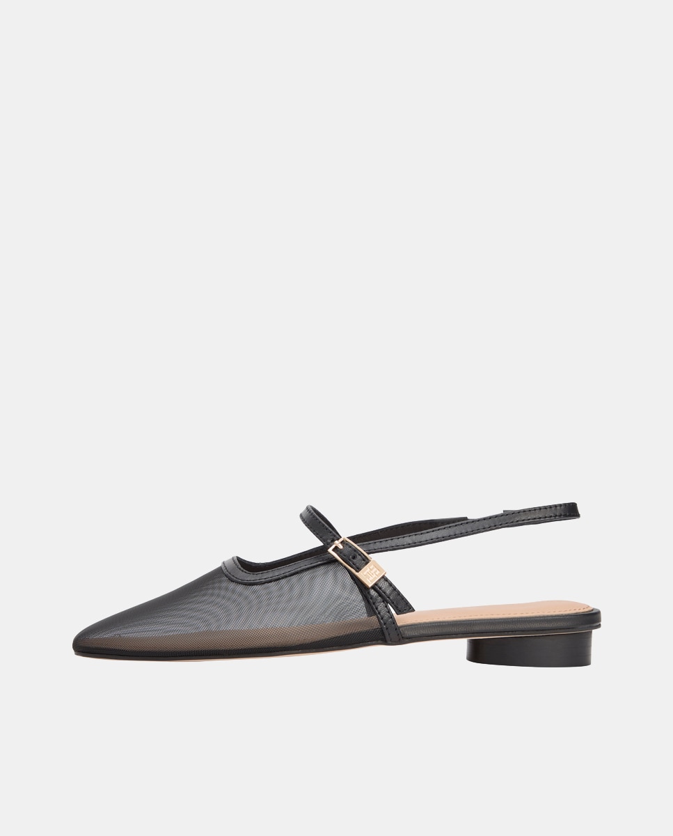 Sapatos Rasos Tipo Mules com Logótipo Preto-4