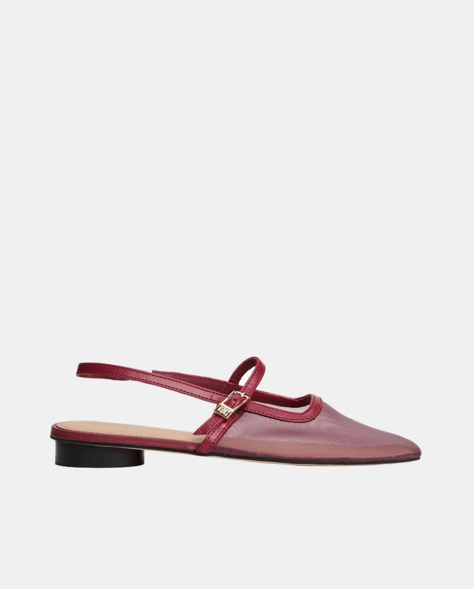 Sapatos Rasos Tipo Mules com Logótipo Vermelho/Grená-1
