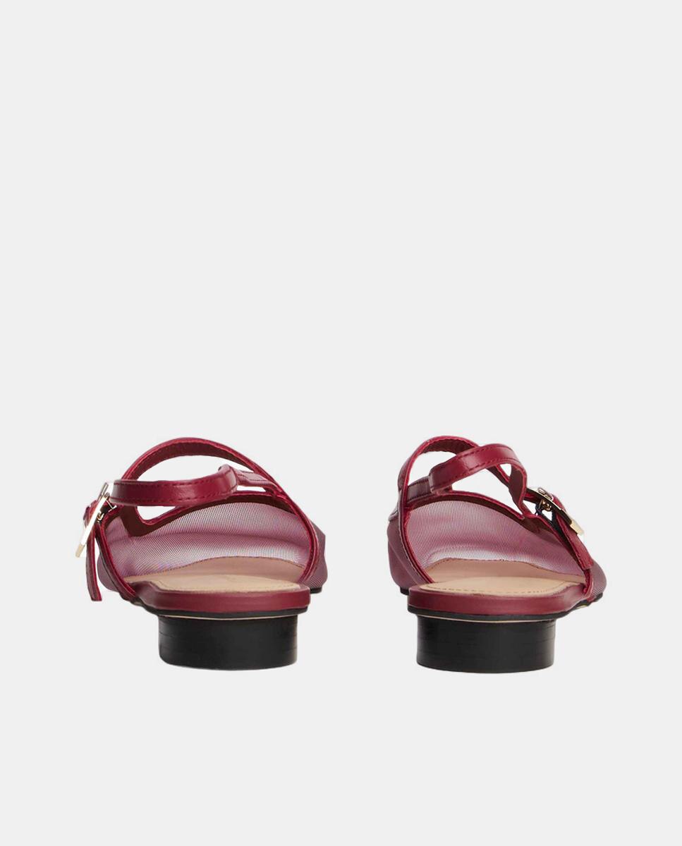 Sapatos Rasos Tipo Mules com Logótipo Vermelho/Grená-5