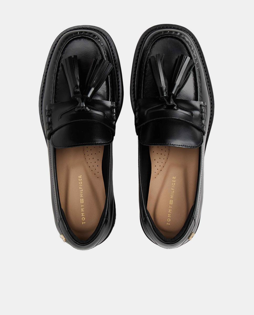 Mocassins em Pele com Borlas Preto-3