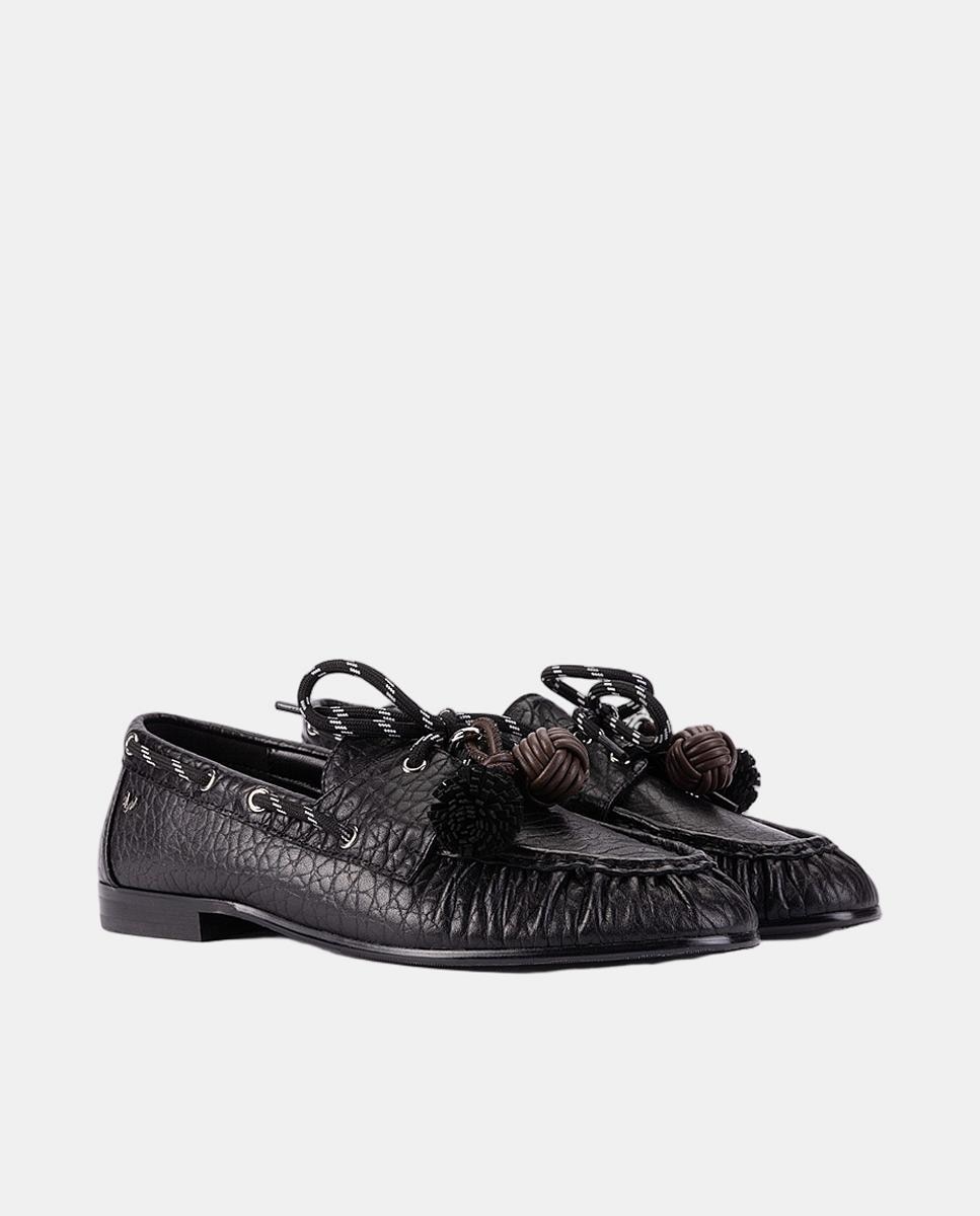 Mocassins com Atacadores Preto-3