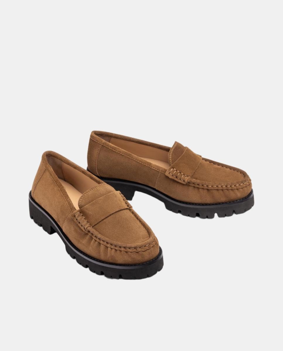 Mocasines de mujer de piel fruncido - Unisa - Marrón claro Marrón claro-2