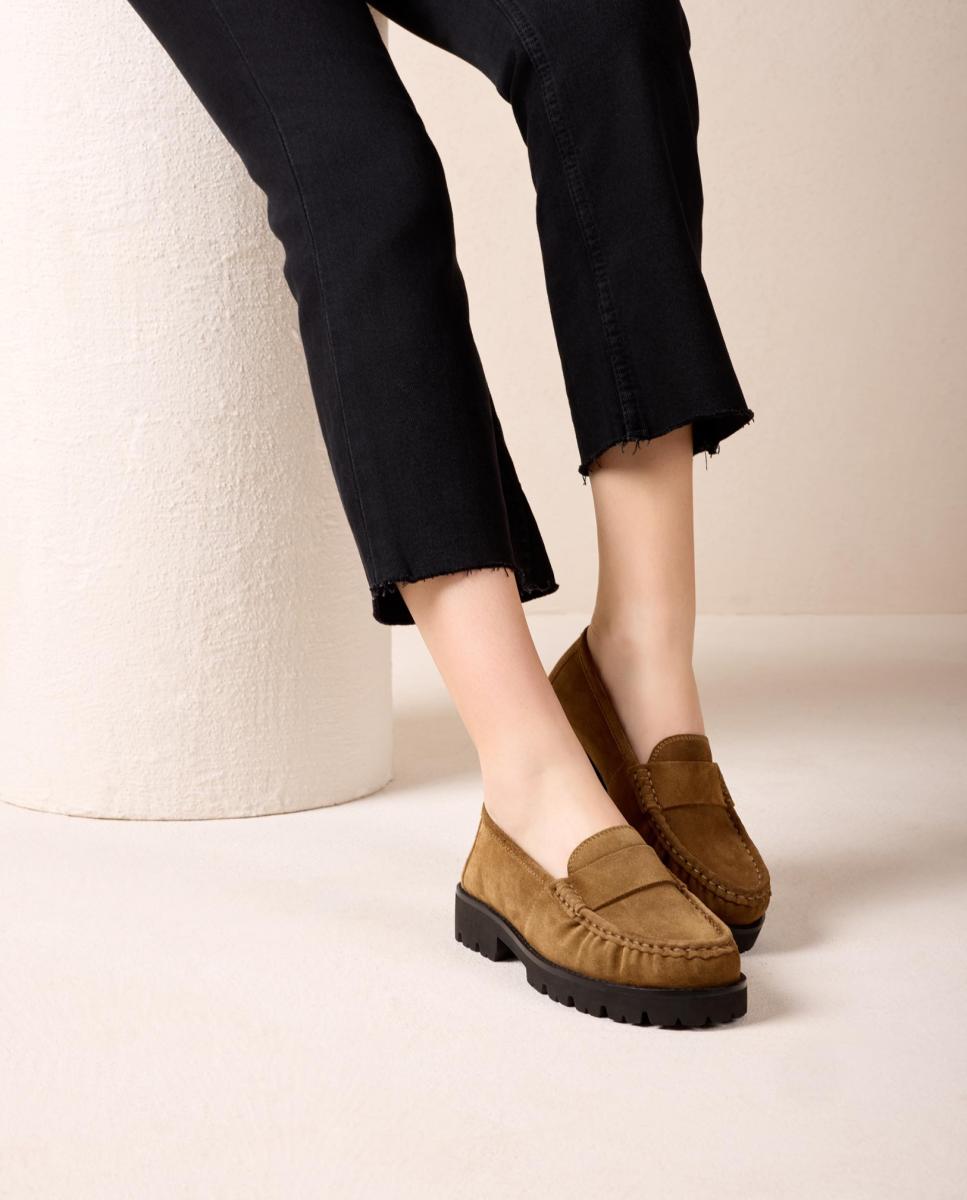 Mocasines de mujer de piel fruncido - Unisa - Marrón claro Marrón claro-5