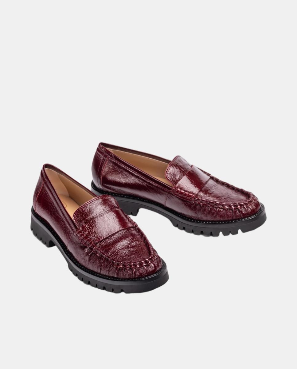 Mocasines de mujer de piel fruncido - Unisa - Rojo Granate Rojo Granate-2