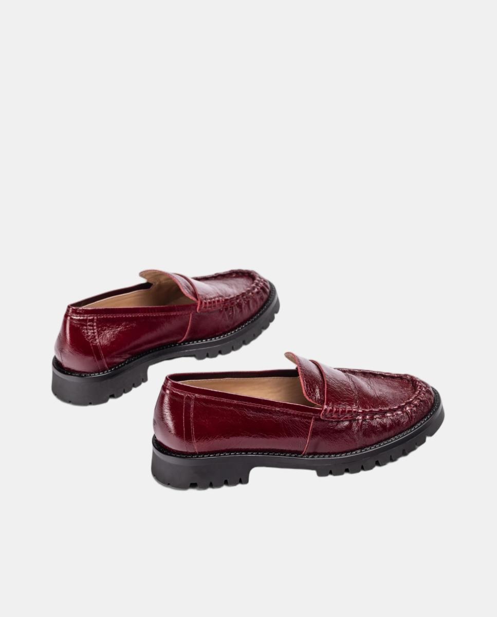 Mocasines de mujer de piel fruncido - Unisa - Rojo Granate Rojo Granate-3
