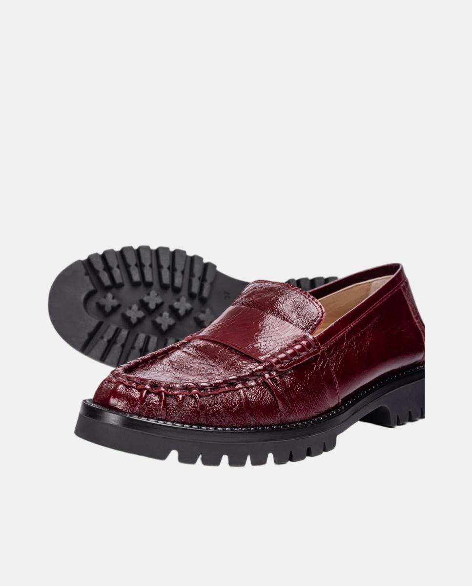 Mocasines de mujer de piel fruncido - Unisa - Rojo Granate Rojo Granate-4