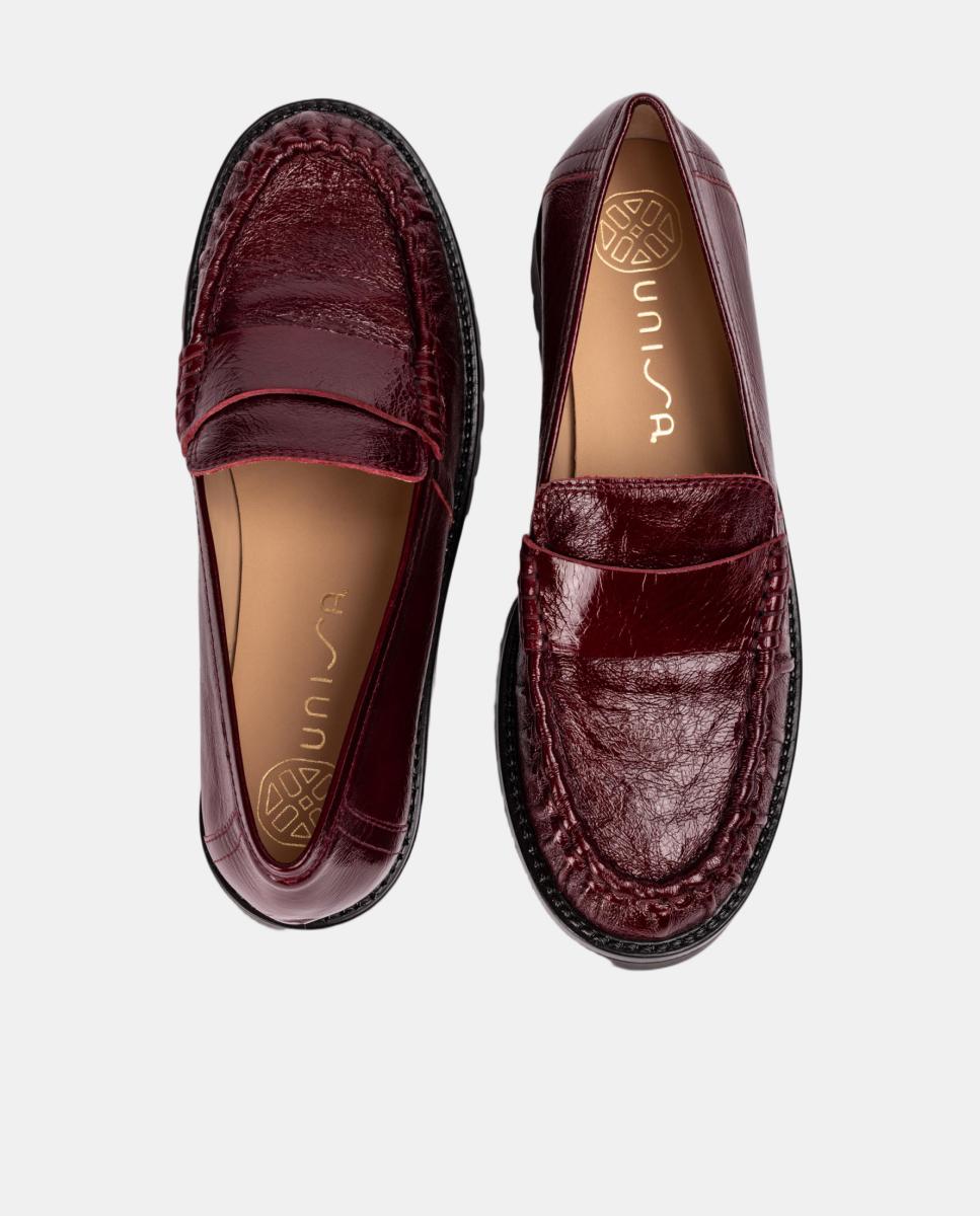 Mocasines de mujer de piel fruncido - Unisa - Rojo Granate Rojo Granate-5