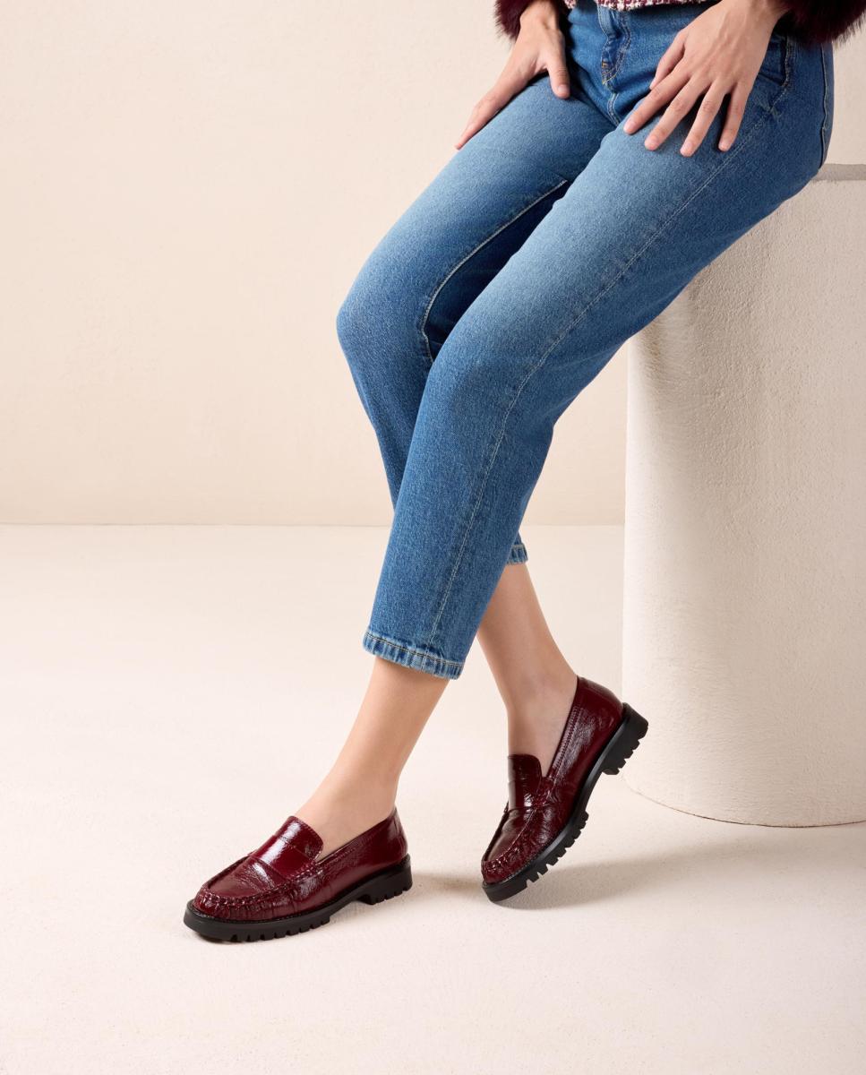 Mocasines de mujer de piel fruncido - Unisa - Rojo Granate Rojo Granate-6