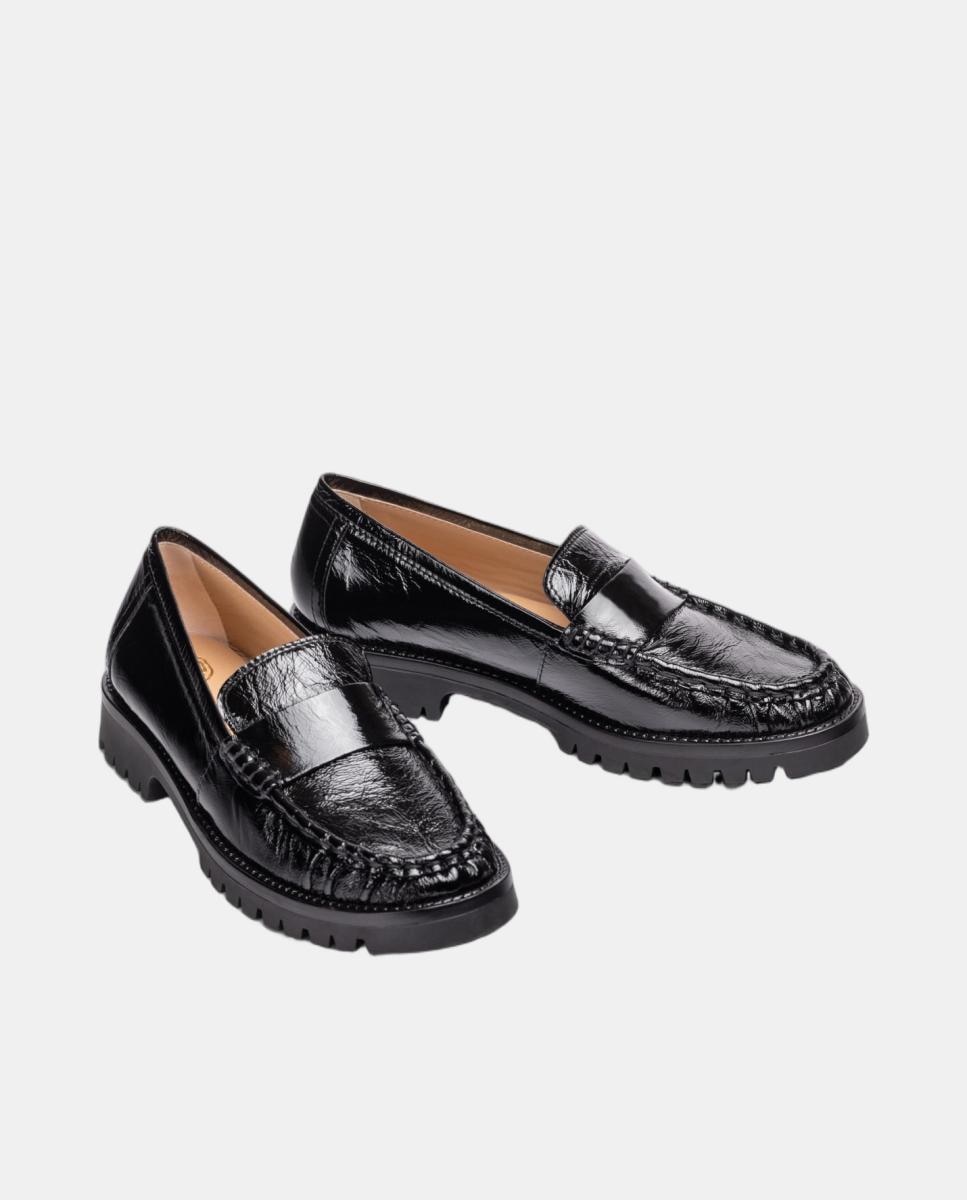 Mocasines de mujer de piel fruncido - Unisa - Negro mate Negro mate-2