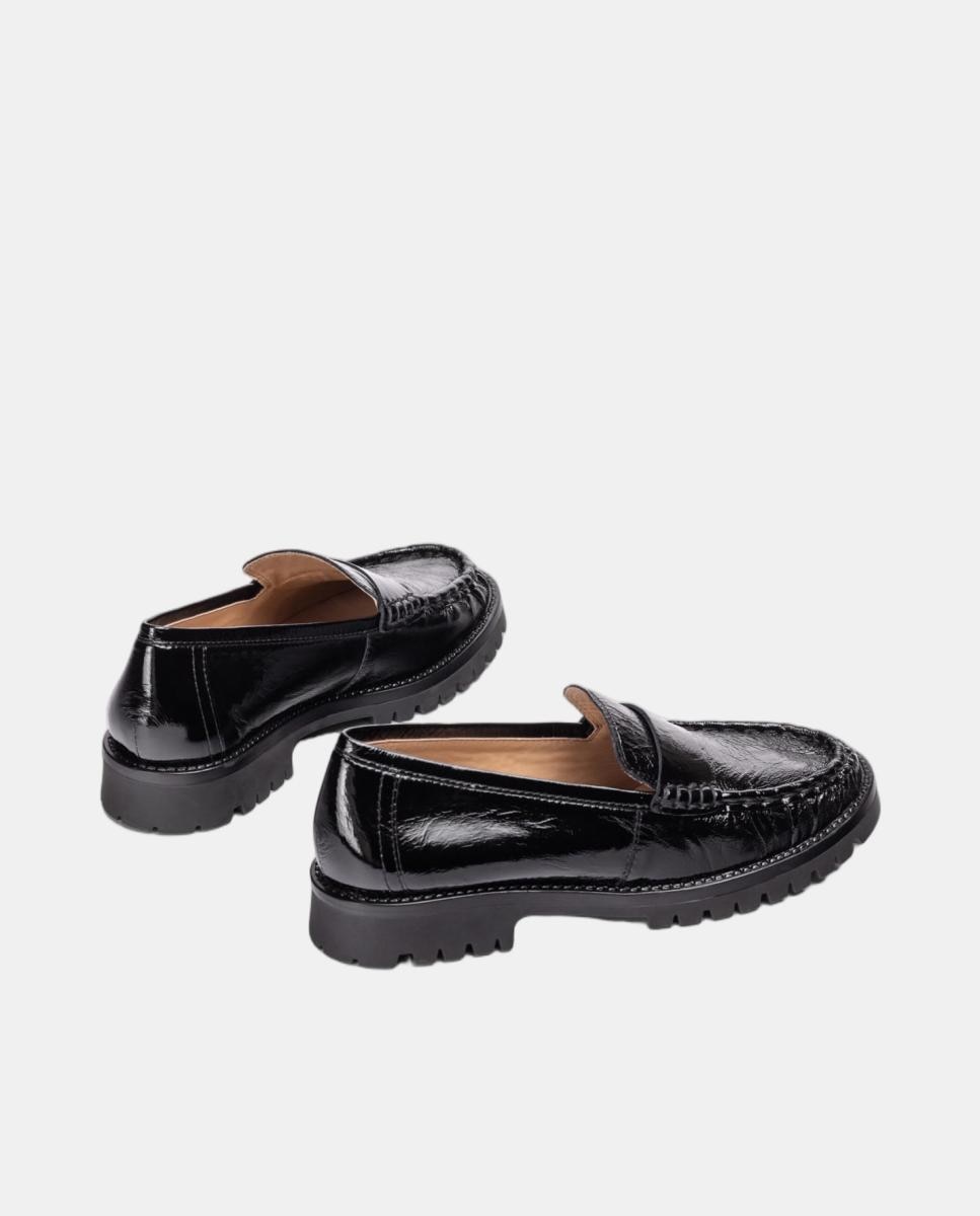 Mocasines de mujer de piel fruncido - Unisa - Negro mate Negro mate-3