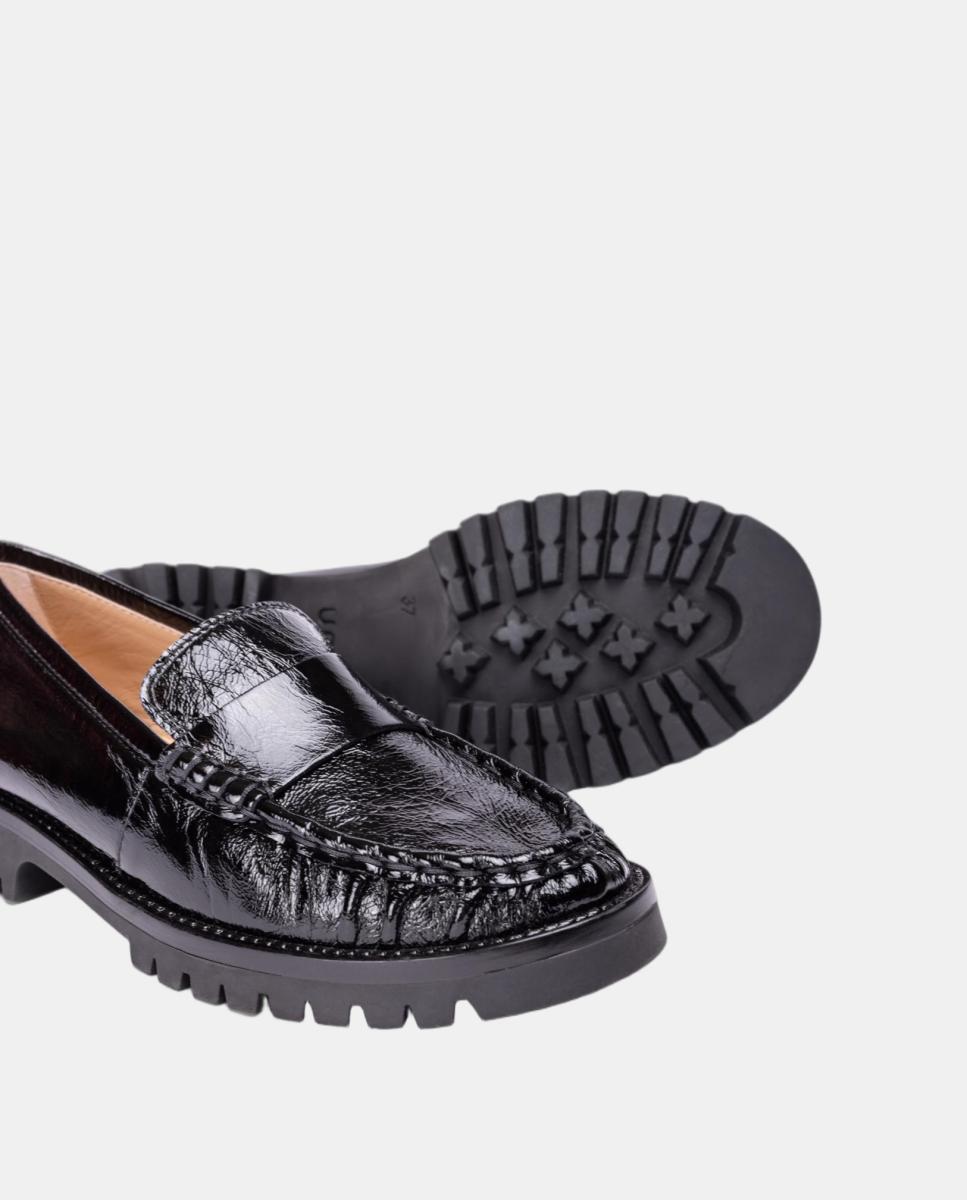Mocasines de mujer de piel fruncido - Unisa - Negro mate Negro mate-4