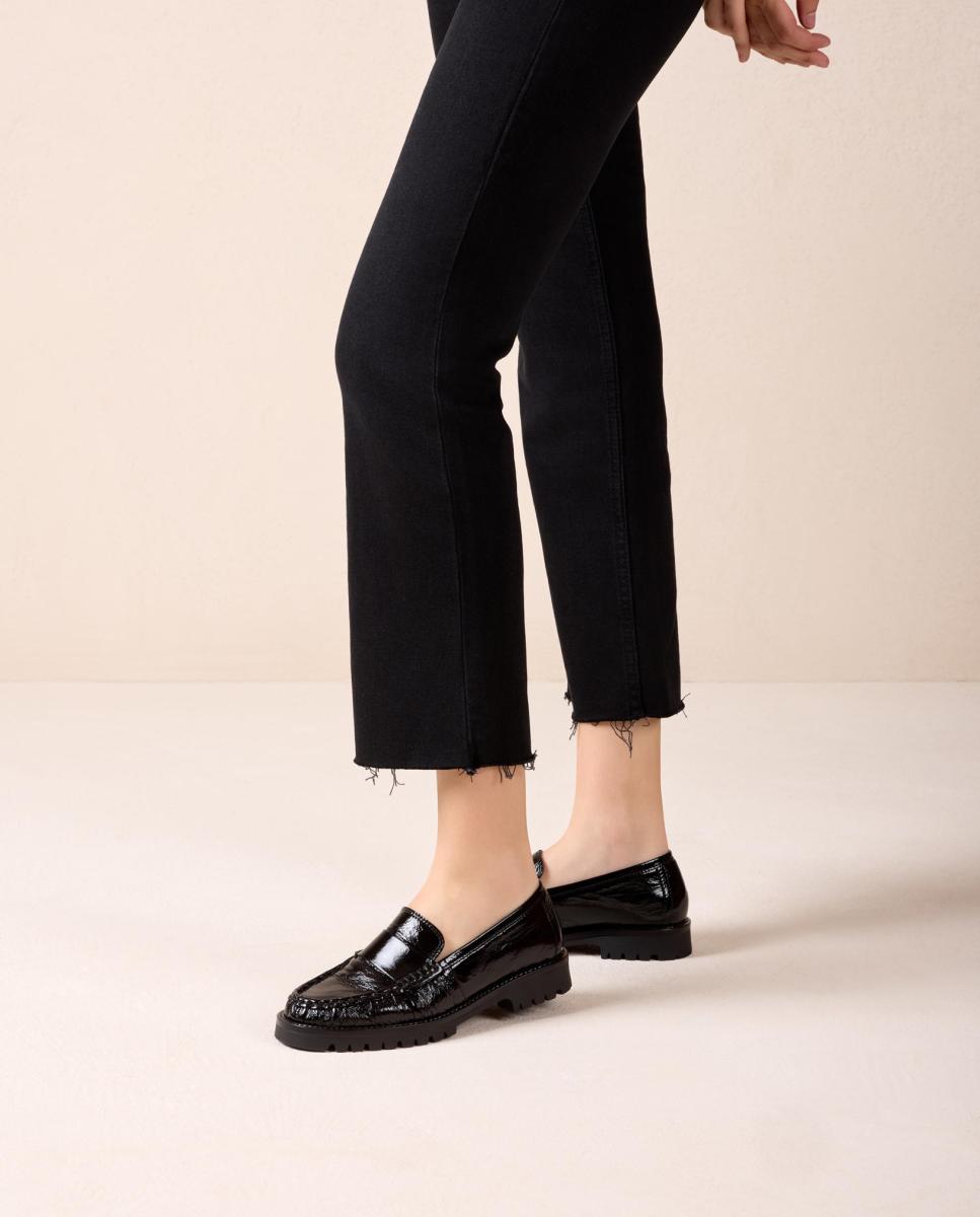 Mocasines de mujer de piel fruncido - Unisa - Negro mate Negro mate-5