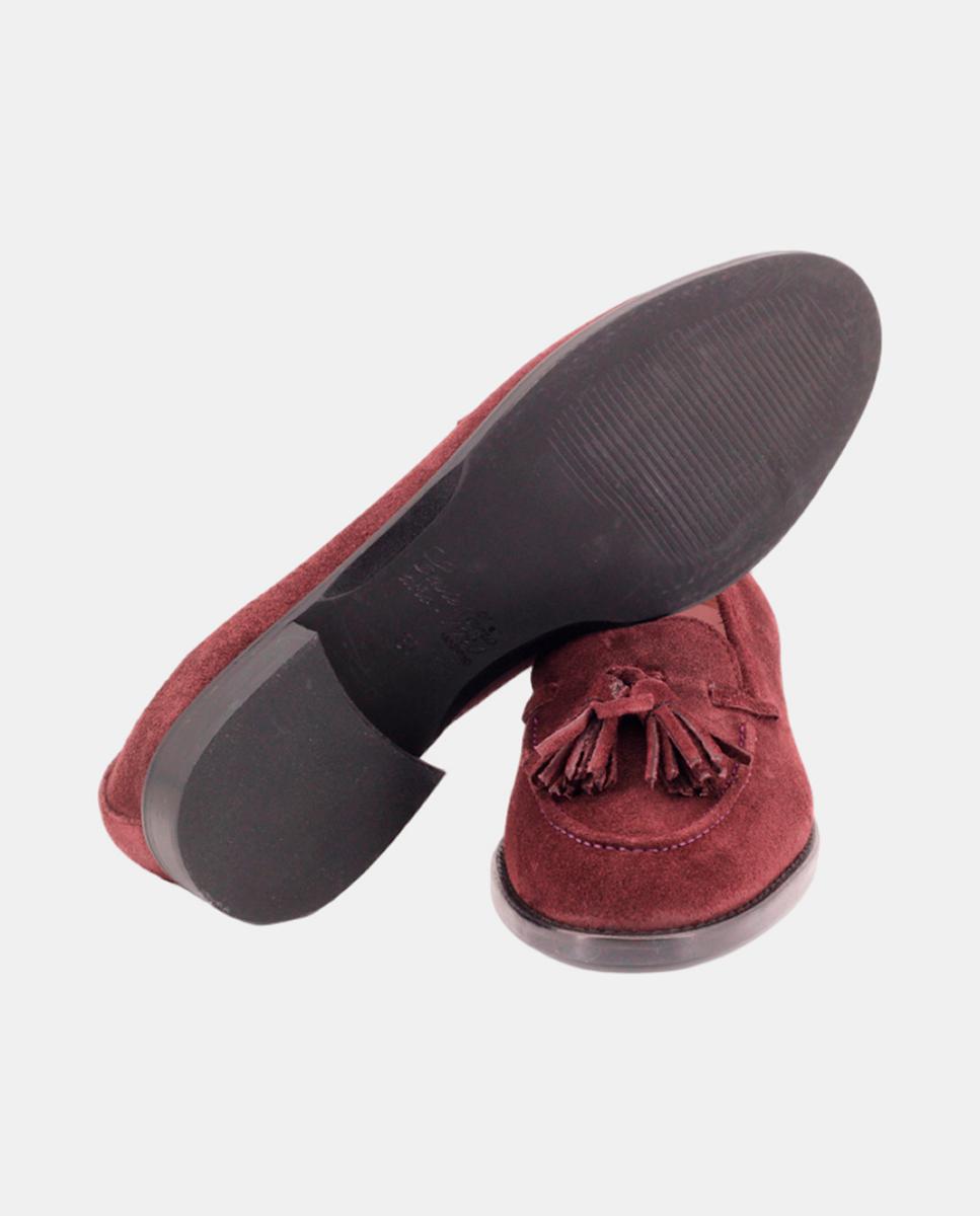 Mocassins em Croute com Borlas Vermelho/Grená-4
