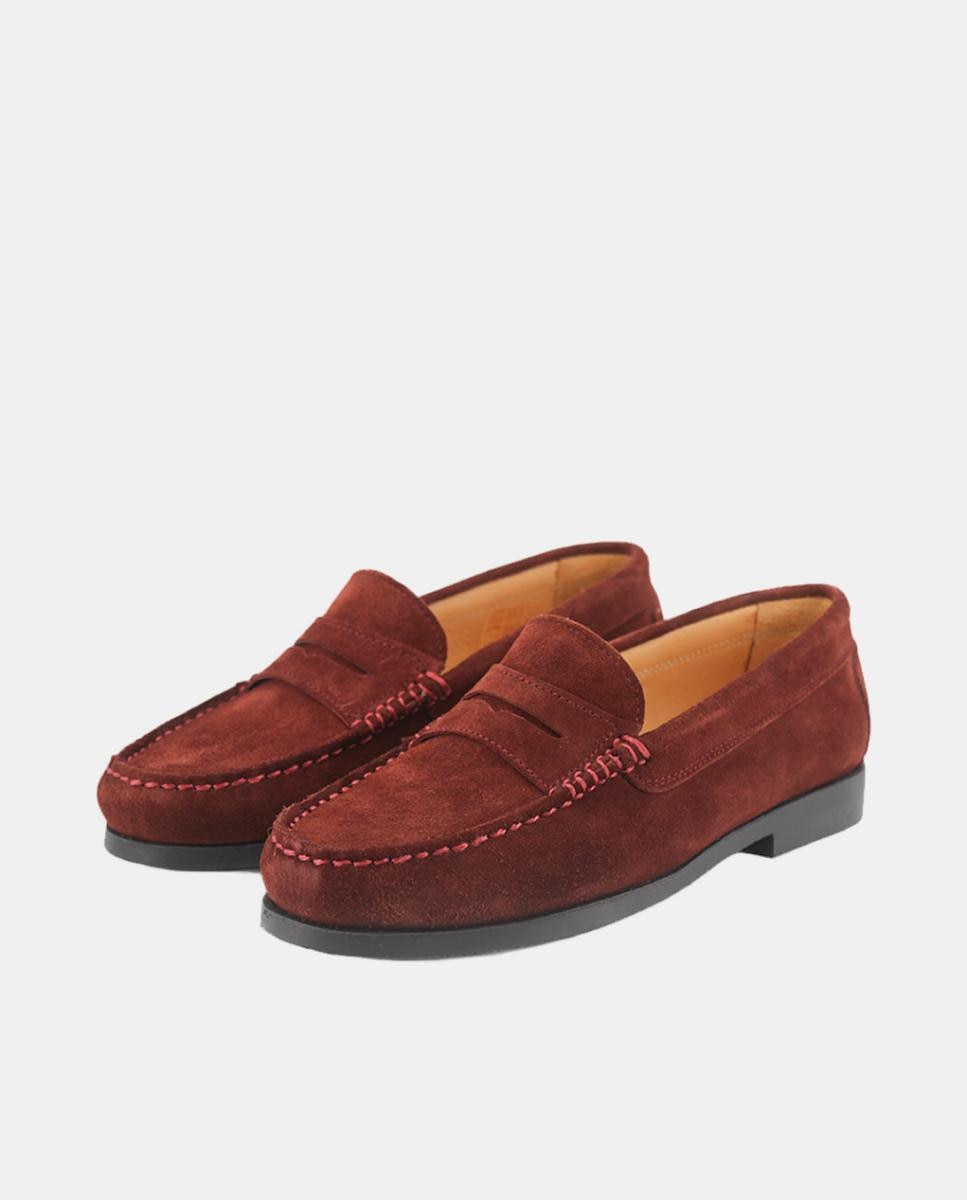 Mocassins em Croute com Travessão Vermelho/Grená-2