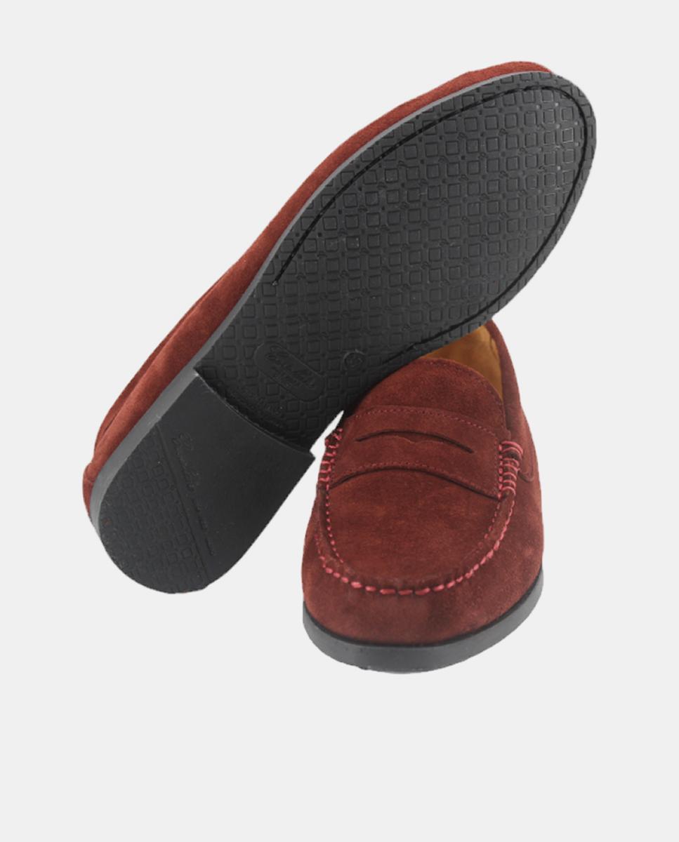 Mocassins em Croute com Travessão Vermelho/Grená-4