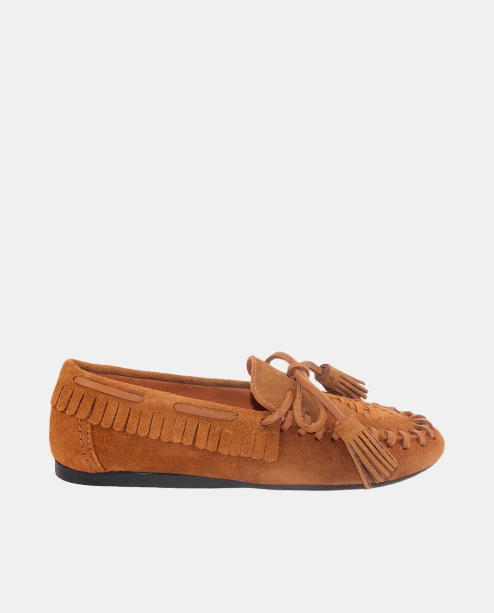 Imagem 0 de Mocassins em Croute com Franjas e Salto Raso