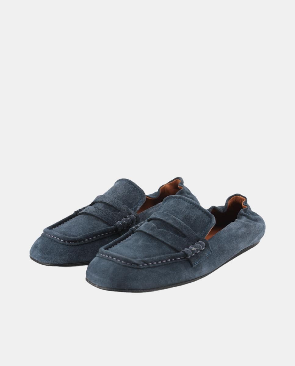 Mocassins em Pele Tipo Napa com Travessão e Ajuste Flexível no Calcanhar Cinzentos-2