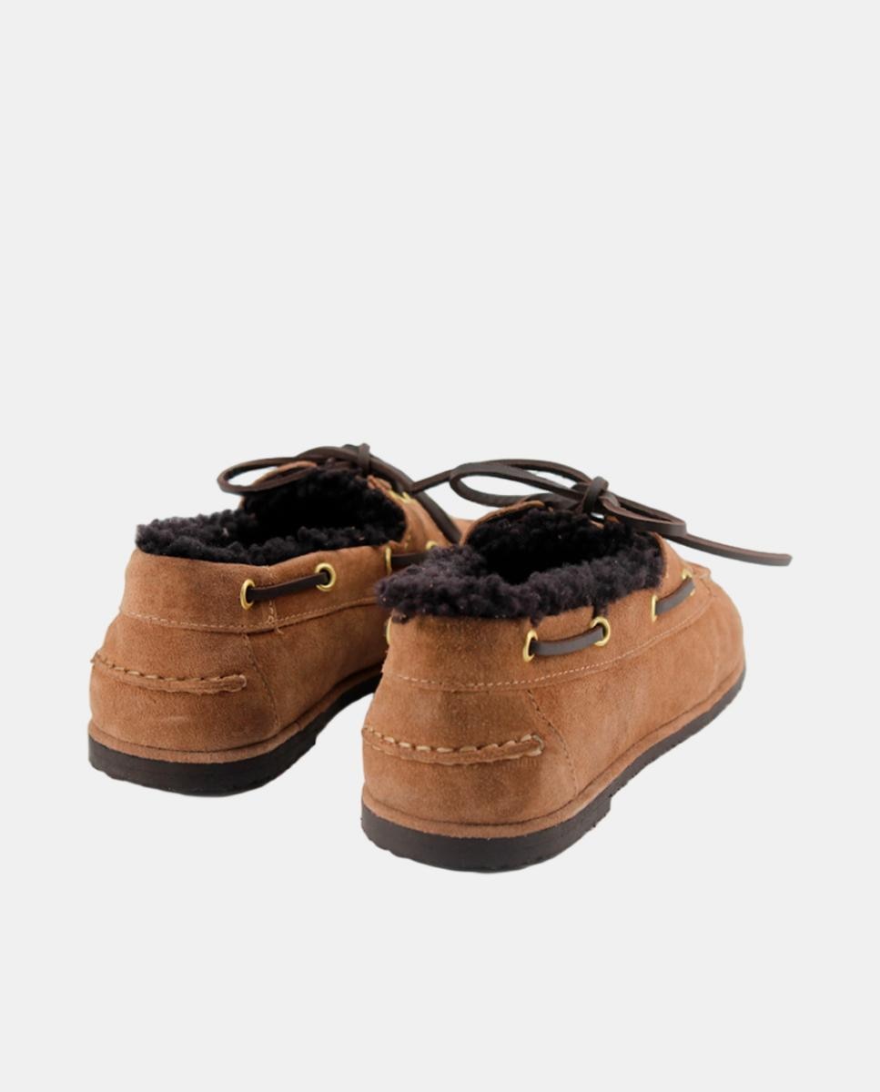 Mocassins em Croute com Forro Curly e Desenho Náutico Castanho-3