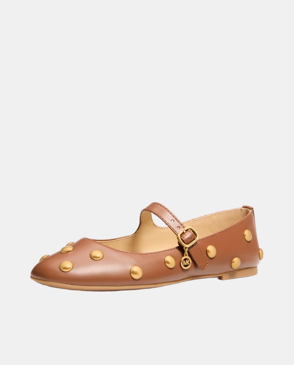 Sapatos de Presilha Nellie em Pele com Fecho de Fivela e Tachas Couro-3