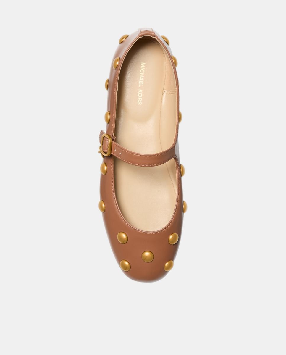 Sapatos de Presilha Nellie em Pele com Fecho de Fivela e Tachas Couro-4