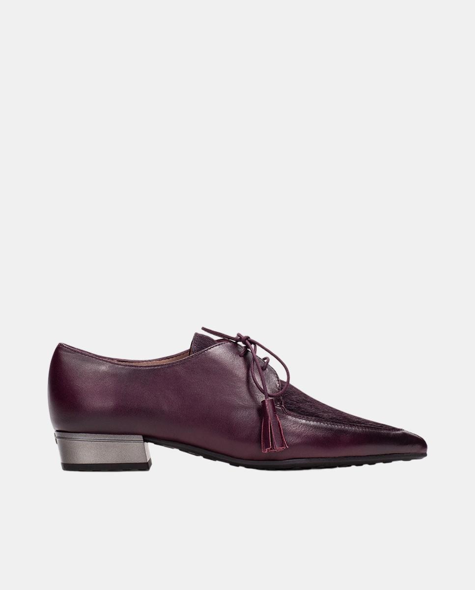 Imagem 0 de Sapatos Blucher em Pele com Pelo no Peito do Pé