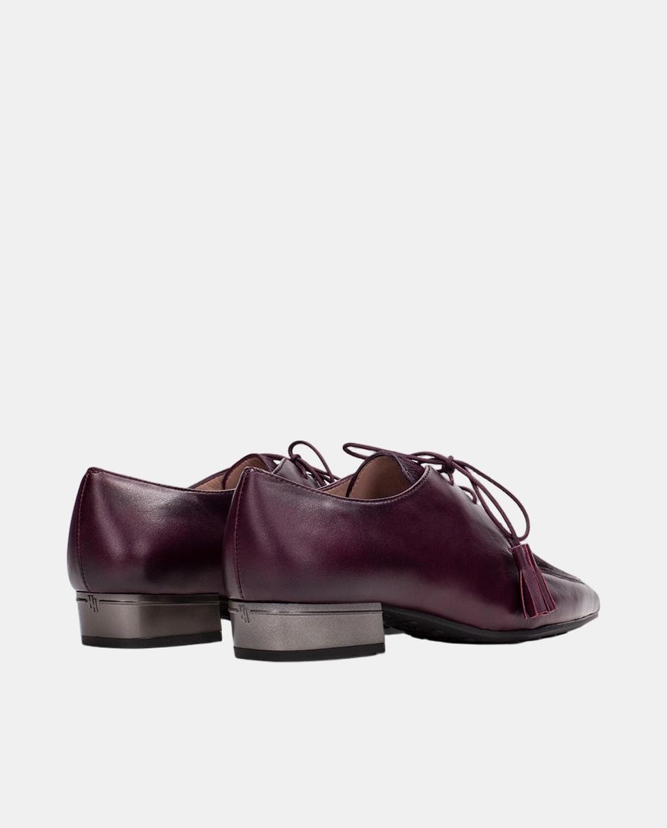 Sapatos Blucher em Pele com Pelo no Peito do Pé Vermelho-cereja-3