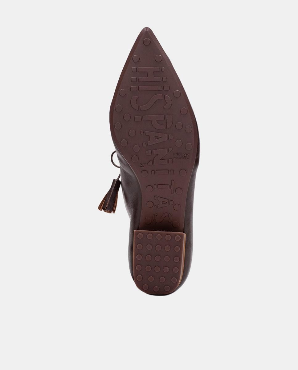 Sapatos Blucher em Pele com Pelo no Peito do Pé Castanho-escuro-5