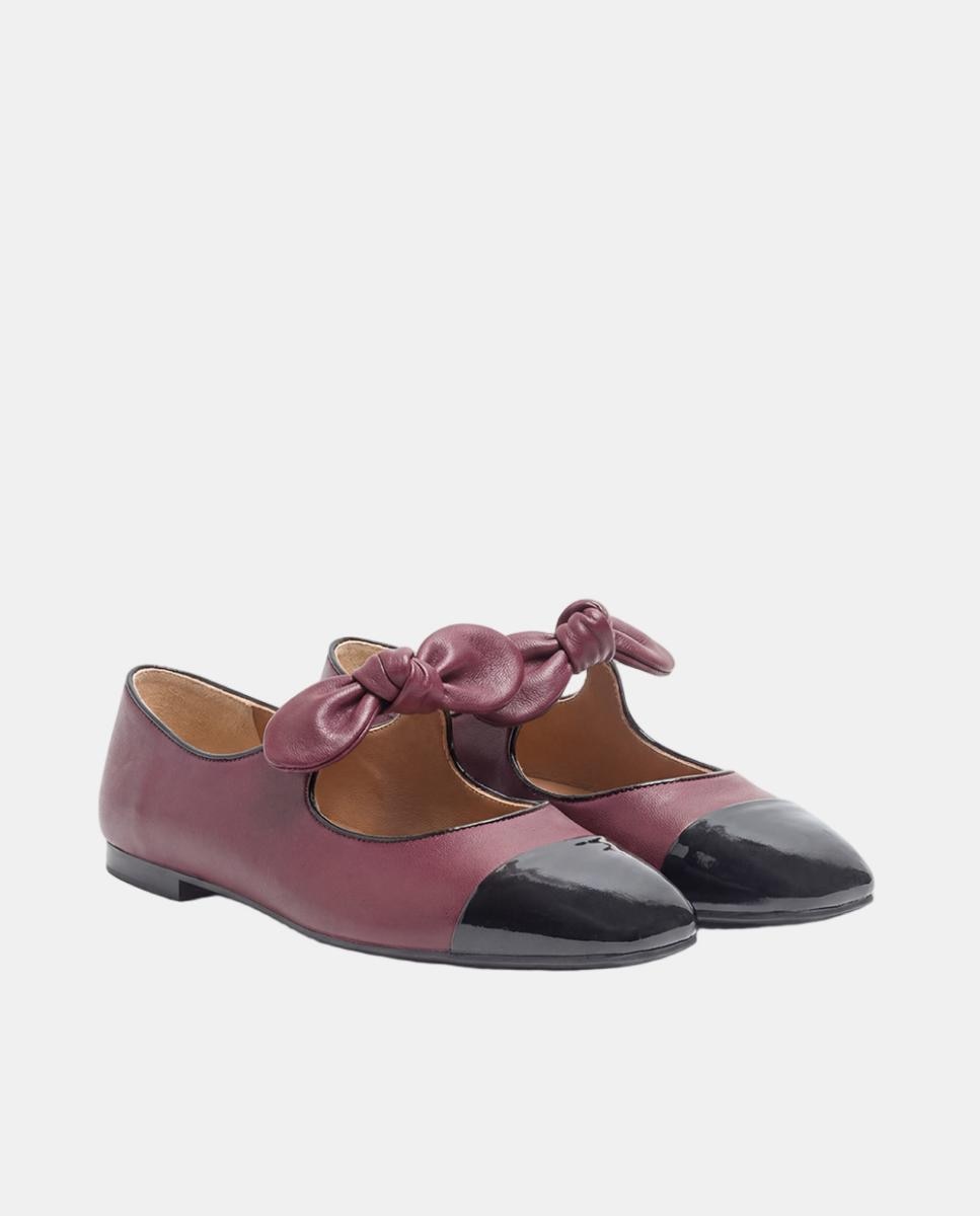 Sapatos de Presilha Rasos em Napa Soft com Adorno em Forma de Laço Vermelho-2