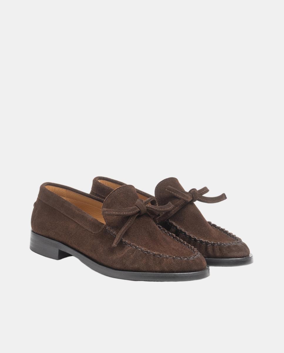 Mocassins em Croute Soft com Adorno de Laço Castanho-2