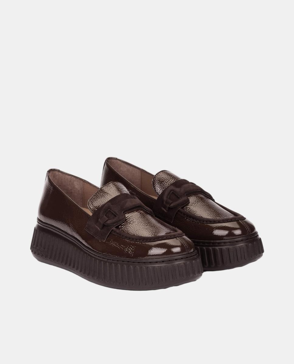 Mocasines de mujer con hebilla - Wonders - Marrón Marrón-2